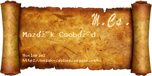 Mazák Csobád névjegykártya